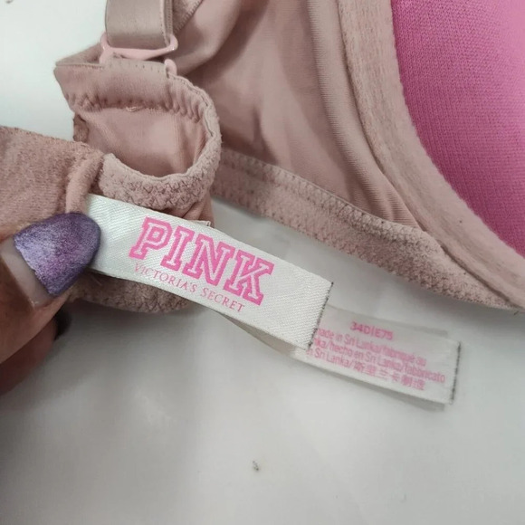 Victorias Secret PINK Where Everywhere Push Up Bra Women Size 34D Underwire FLAW - Picture 5 of 7